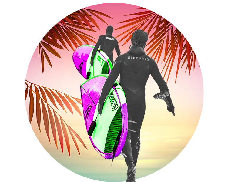 Two men with surfboards in a beach