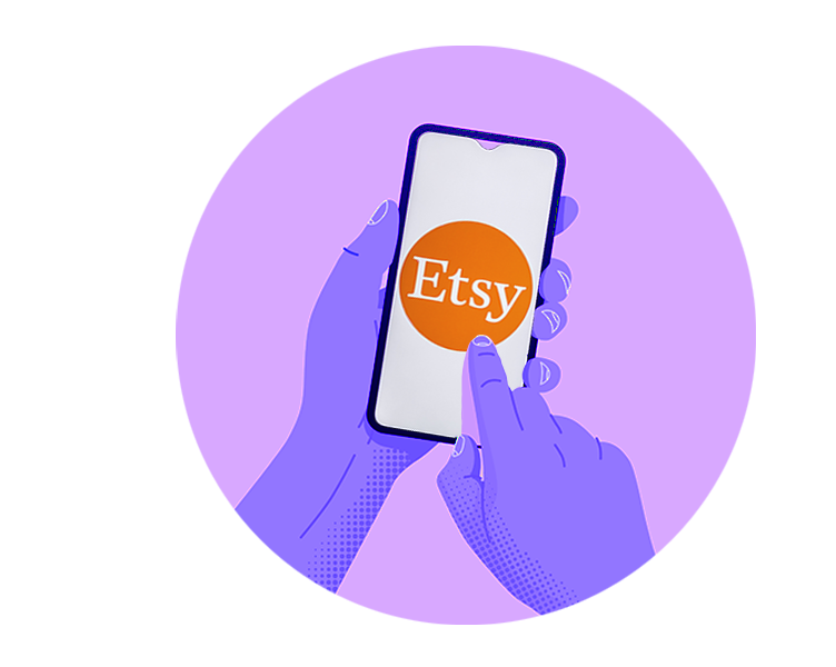 a mobile phone with the Etsy App