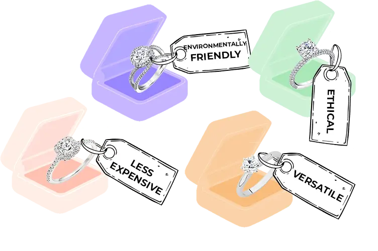 Rings in ring boxes with tags