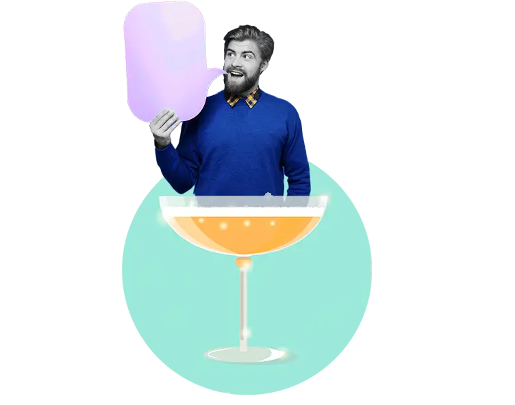 groom in a martini glass eating cotton candy