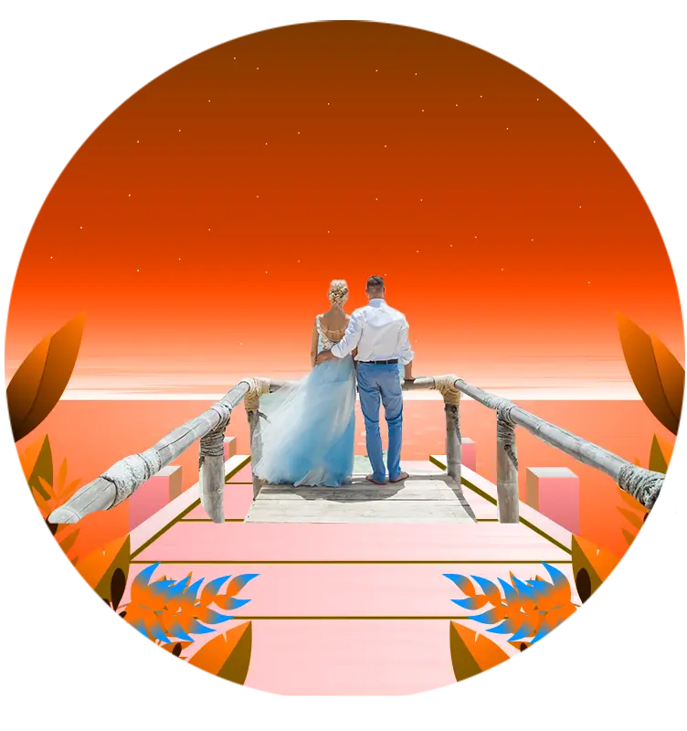 Couple looking over a boardwalk