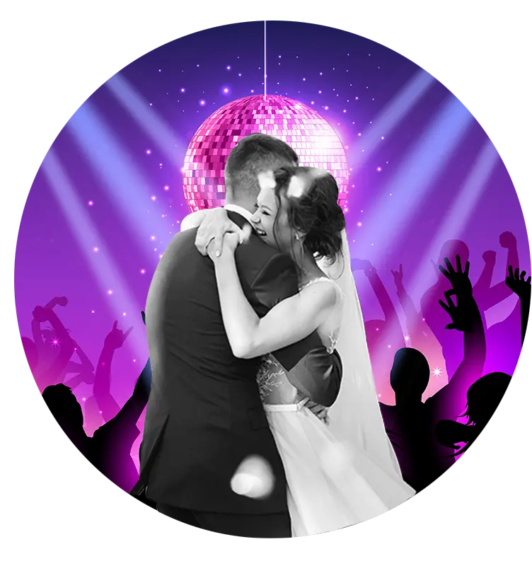 Couple dancing under a disco ball