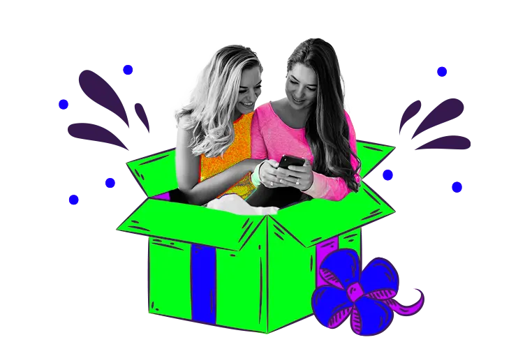 Two women in a box