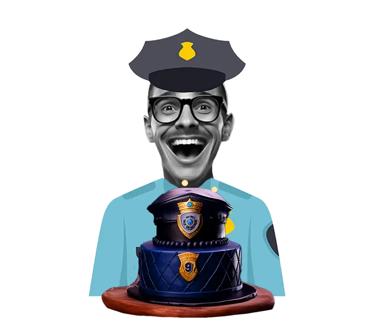 Groom’s cakes often showcase the groom’s hobbies and passions: Police themed cake.